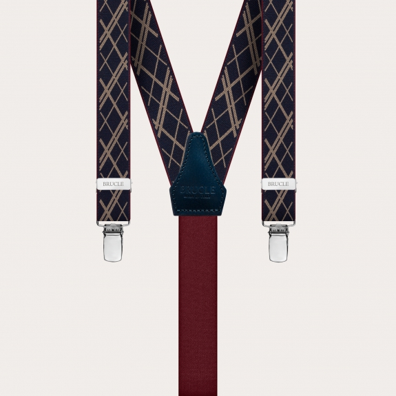 Extra-long narrow suspenders with geometric pattern