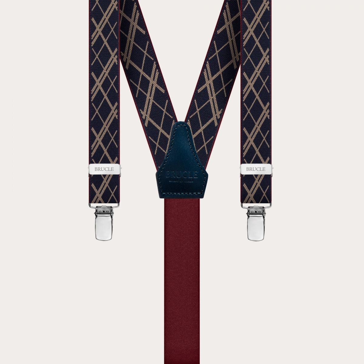Extra-long narrow suspenders with geometric pattern