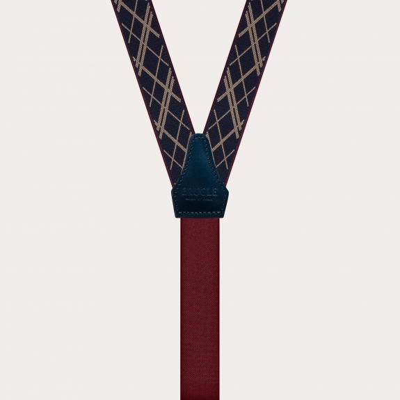 Extra-long narrow suspenders with geometric pattern