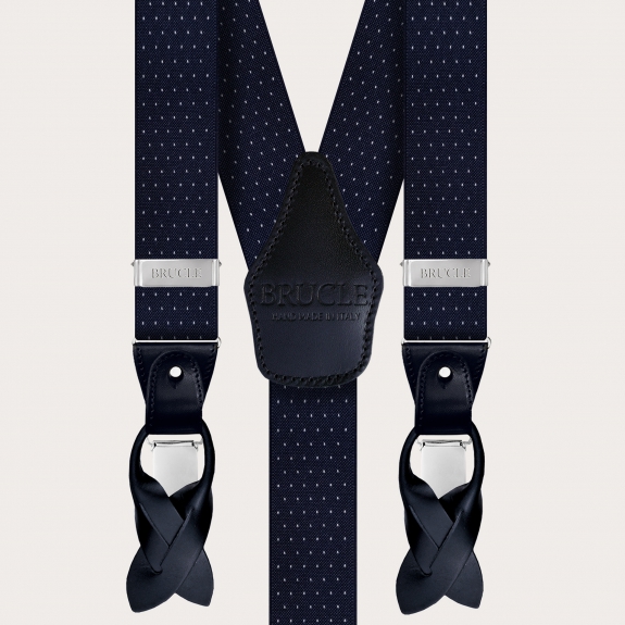 Extra-long Y-back suspenders with dotted pattern