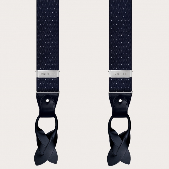 Extra-long Y-back suspenders with dotted pattern