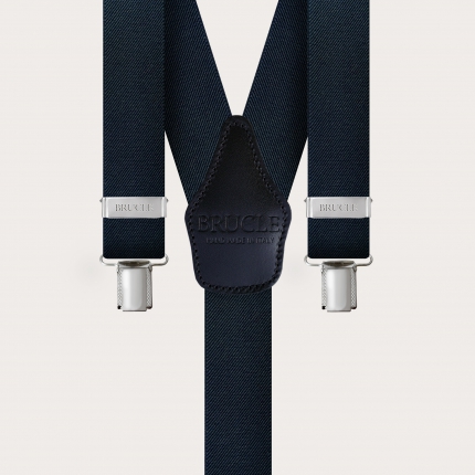 Bretelle extra lunghe a Y blu navy con clip