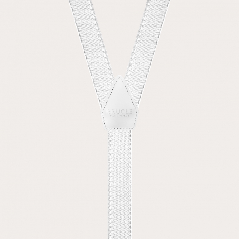 Extralange weiße elastische Hosenträger aus Satin