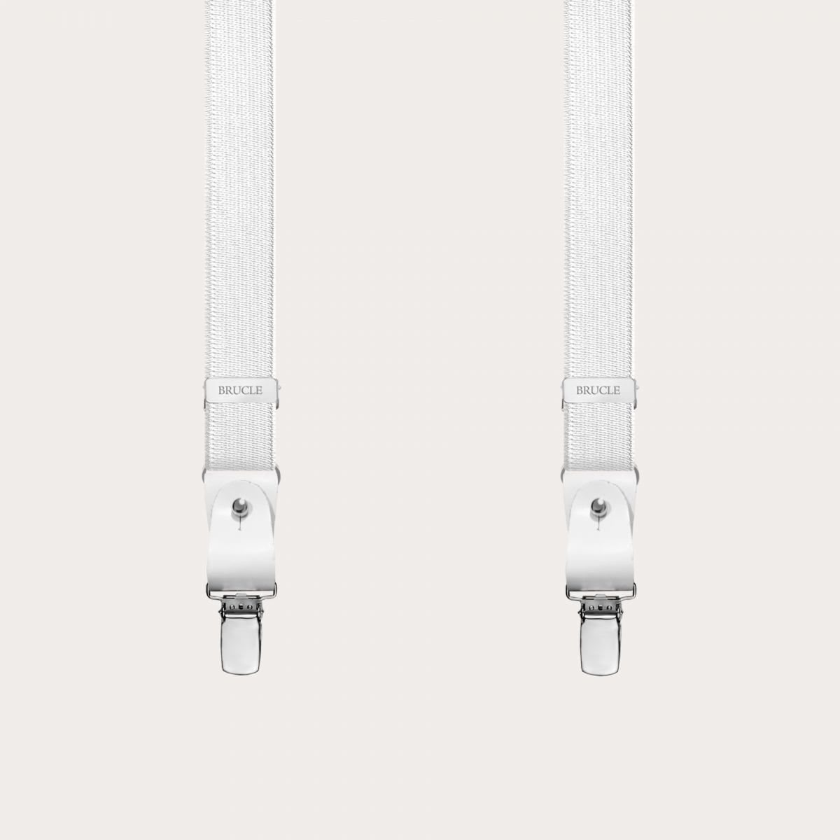 Extra-long white elastic satin suspenders