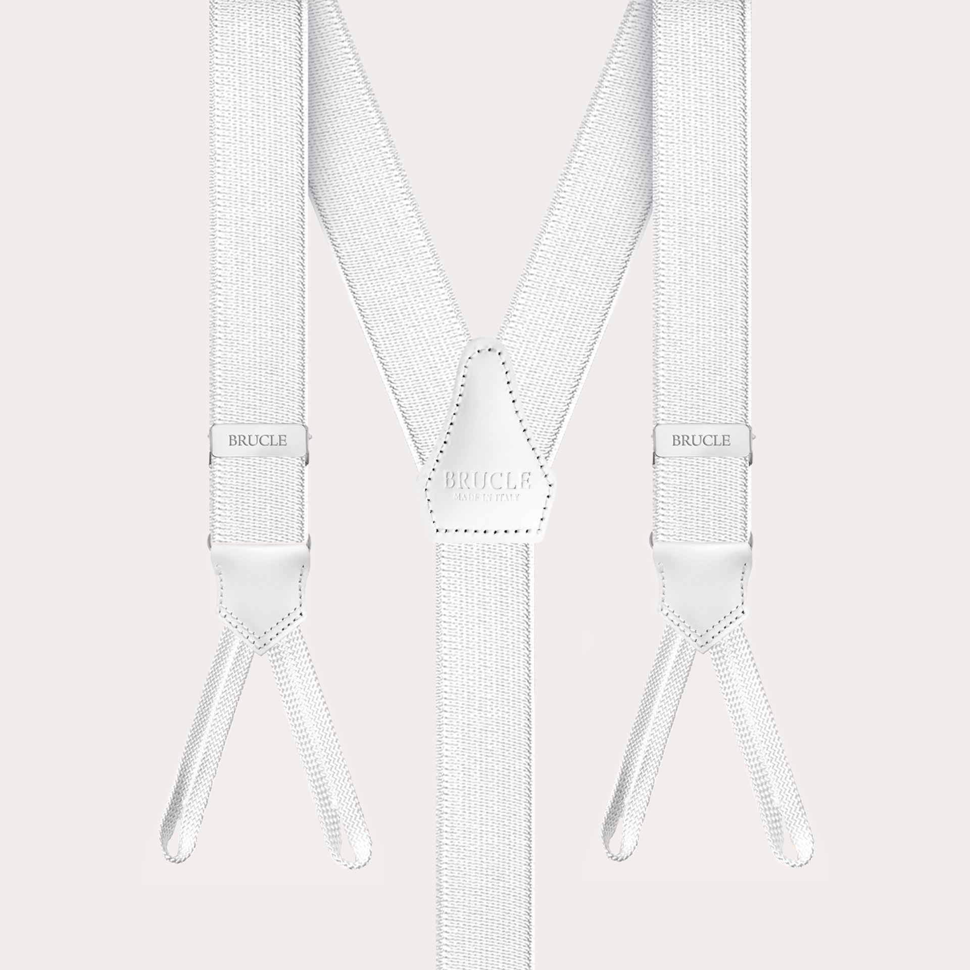 White satin suspenders | Button loops