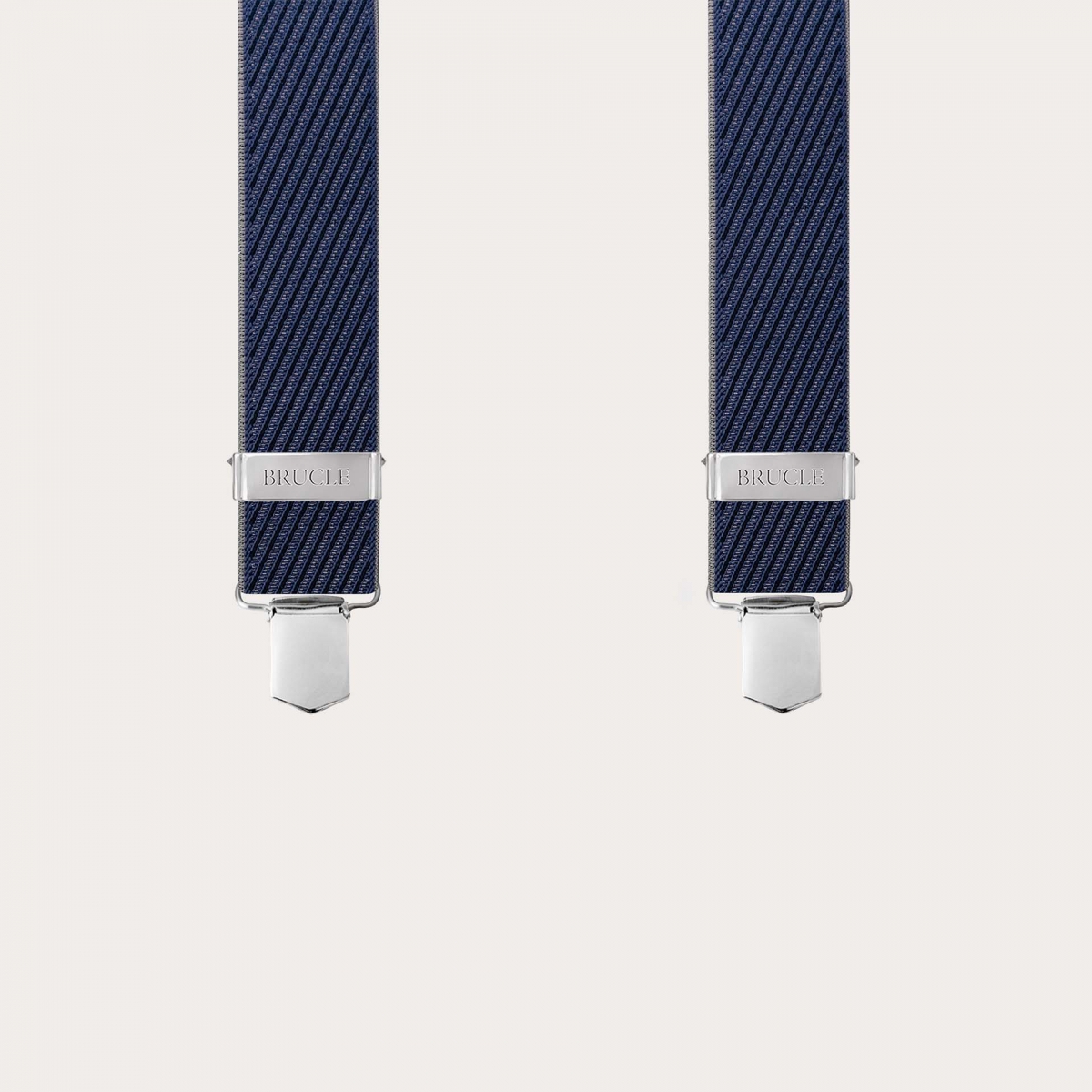 Tirantes extra largos con rayas diagonales azules y grises