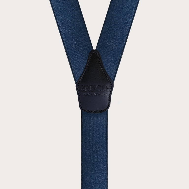 Elegante blaue Hosenträger aus Satin mit Knopflaschen