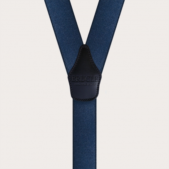 Elegant blue satin suspenders with button loops