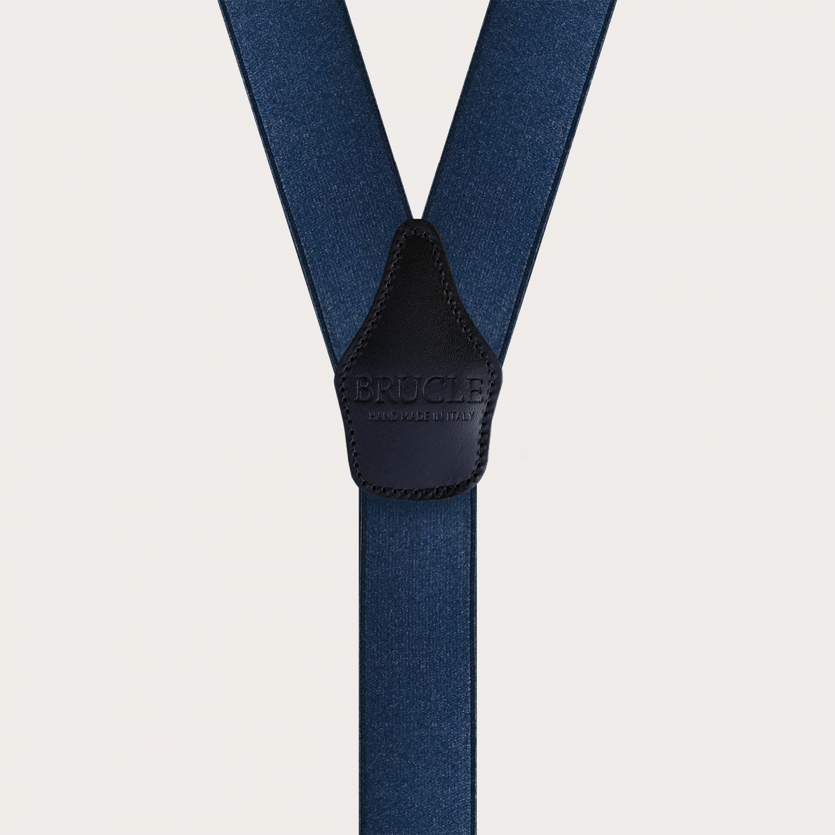 Bretelle eleganti in raso blu con asole per bottoni