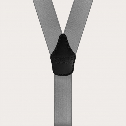 Bretelle eleganti in raso grigio con asole per bottoni