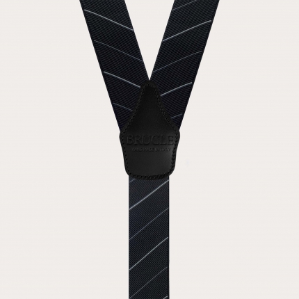 Bretelle eleganti regimental nere a righe oblique solo clip