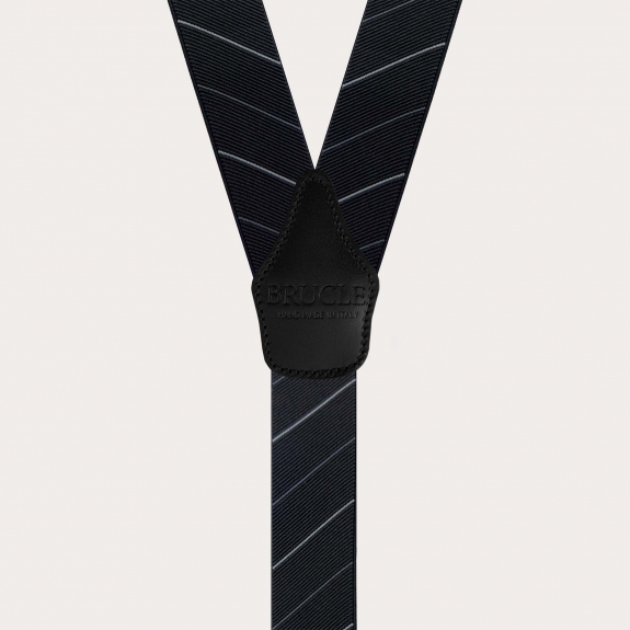 Bretelle eleganti regimental nere a righe oblique solo clip