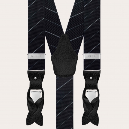 Elegante schwarze Regimental-Streifen-Hosenträger für Herren