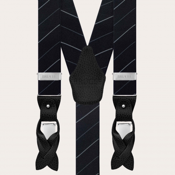 Elegante schwarze Regimental-Streifen-Hosenträger für Herren