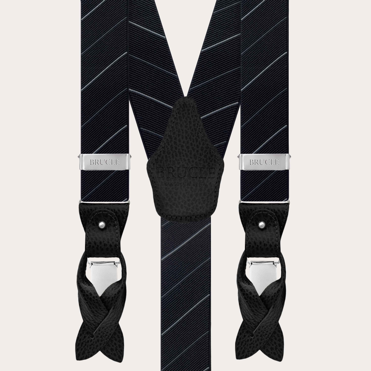 Elegante schwarze Regimental-Streifen-Hosenträger für Herren