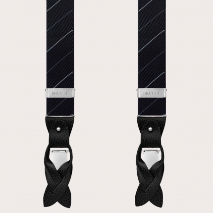 Elegant men's black regimental striped suspenders