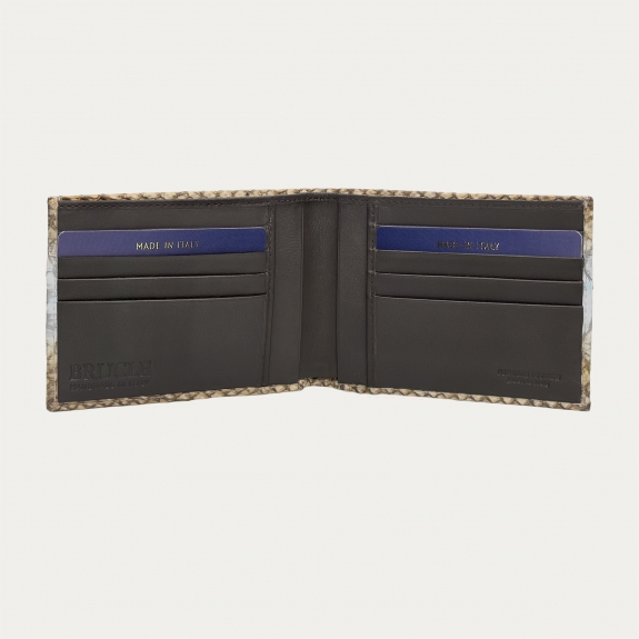 Cartera de lujo en piel de pitón nobuk en color topo y azul claro