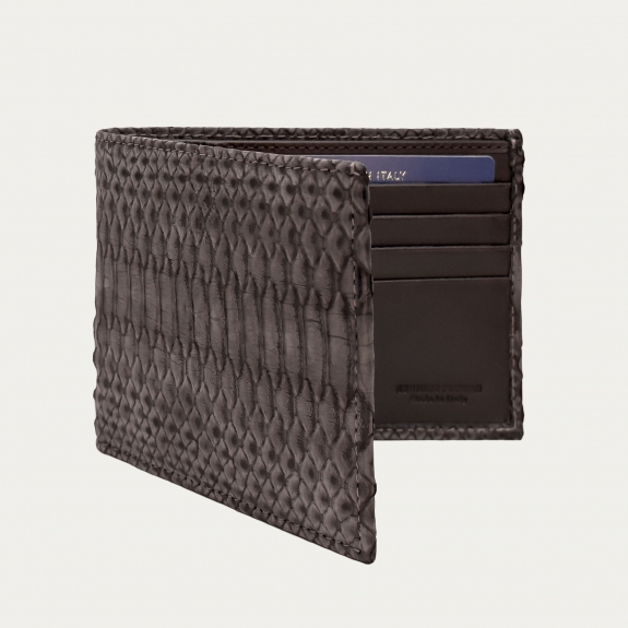 Luxury wallet in taupe nubuck-finished python