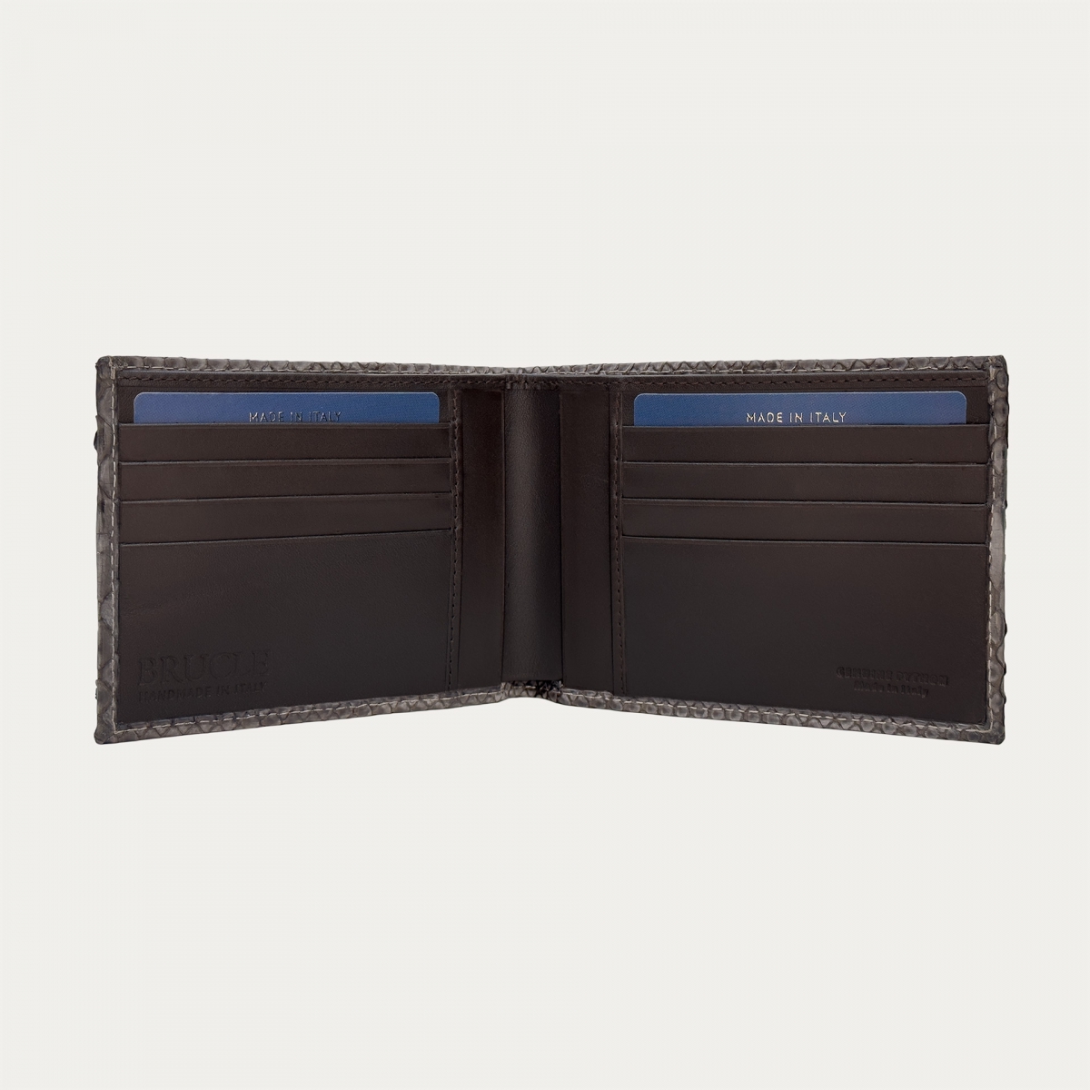 Portafoglio luxury in pitone nabuccato taupe