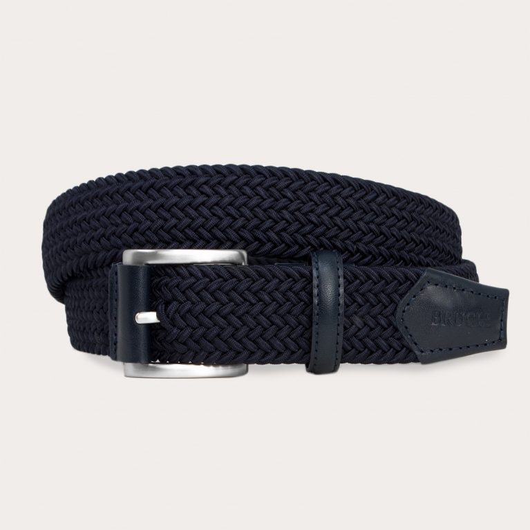 Ceinture élastique tressée bleu marine extra longue
