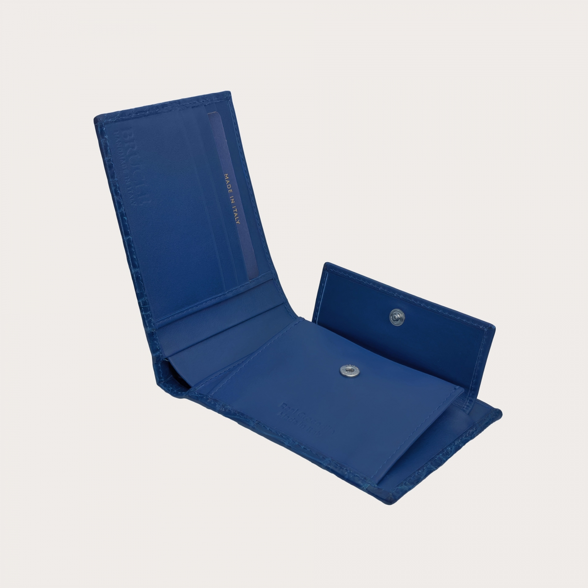 Portefeuille en crocodile bleu des Caraïbes avec porte-monnaie