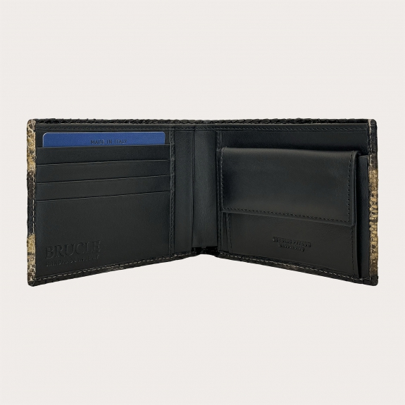 Men’s wallet in black and beige python