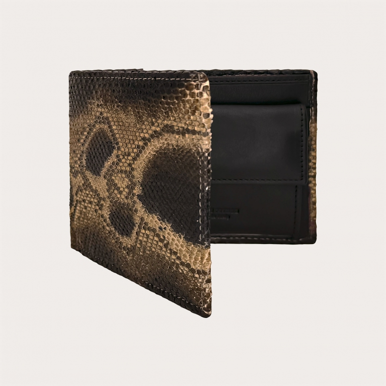 Men’s wallet in black and beige python
