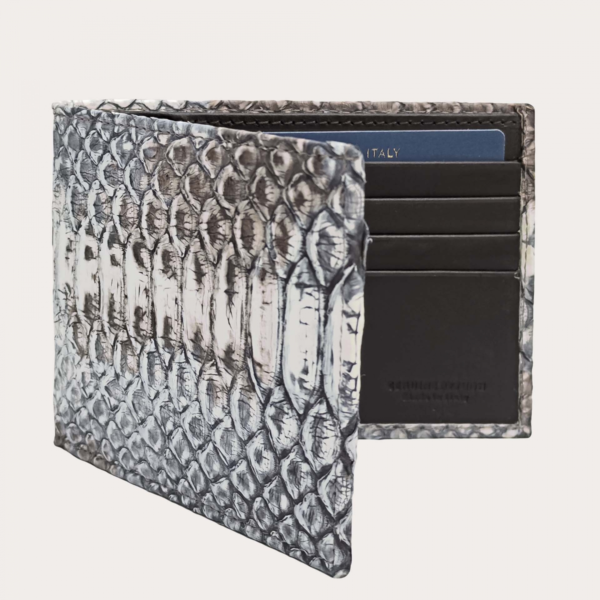 Luxury wallet in shaded nubuck python