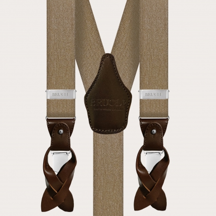 Extra-long suspenders in beige denim