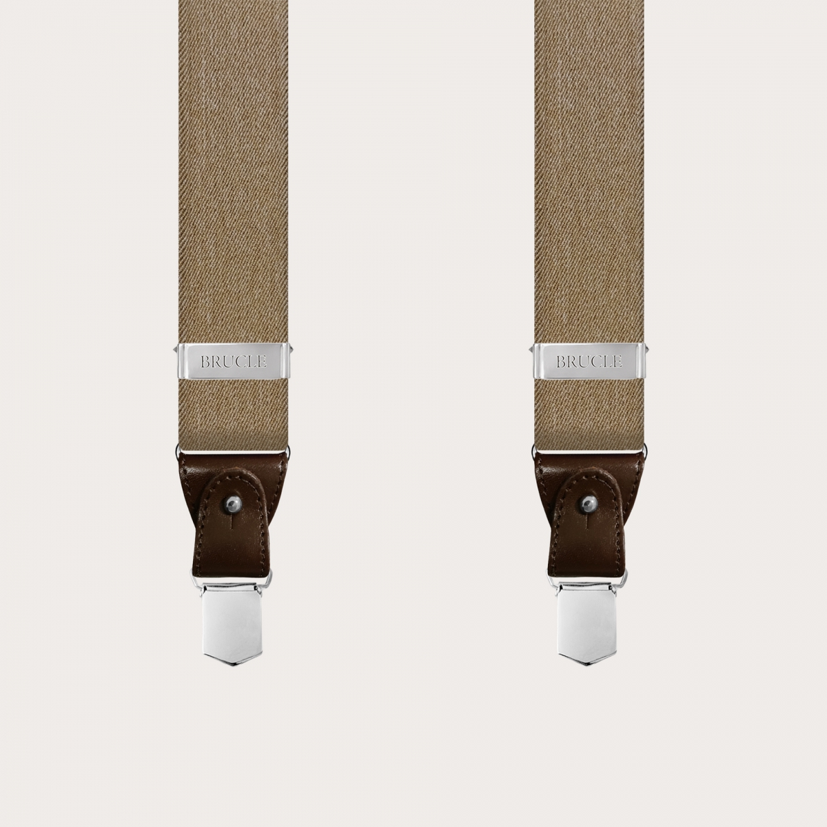 Extra-long dual-use suspenders in beige denim