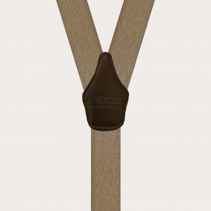 Extra-long suspenders in beige denim