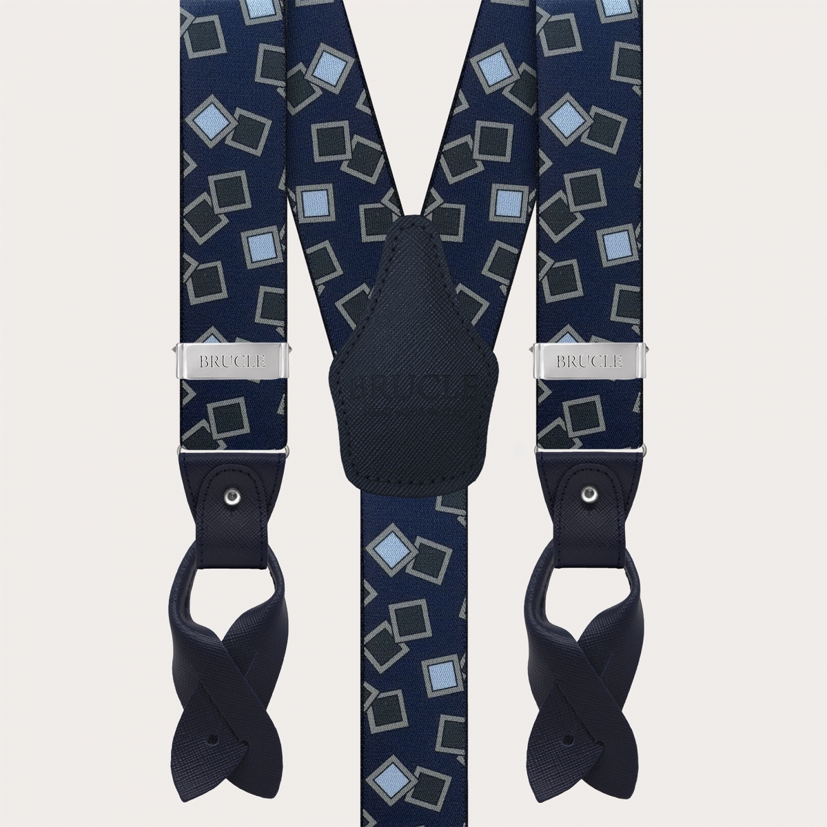 Bretelles extra-longues à motif bleu et bleu clair