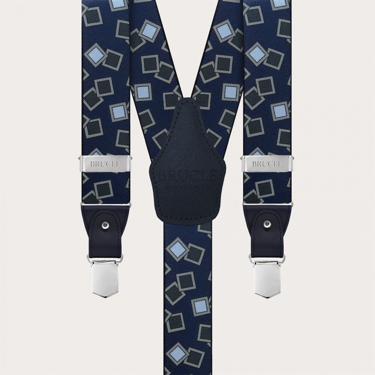 Bretelle extra lunghe con fantasia blu e azzurra