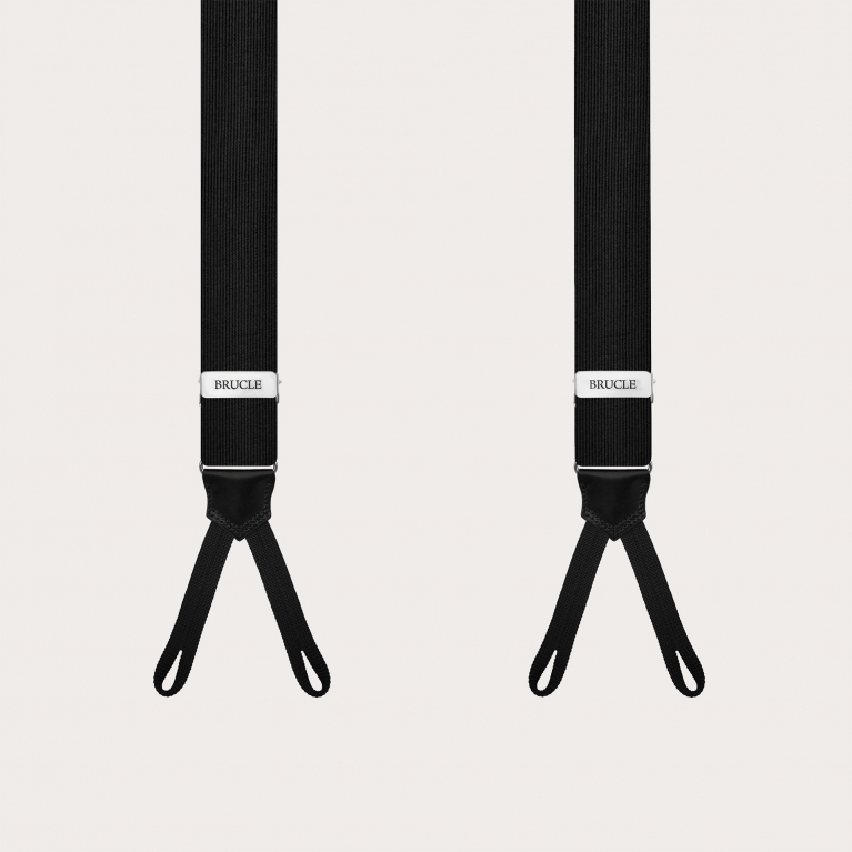 Formal Y-shape suspenders with braid runners, black
