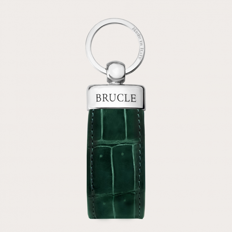 Glossy green crocodile keychain