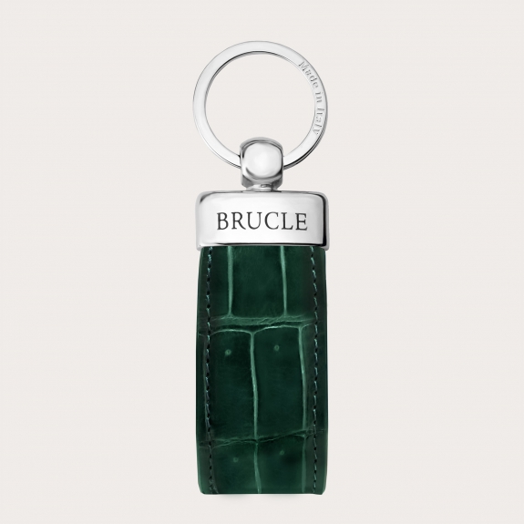 Glossy green crocodile keychain