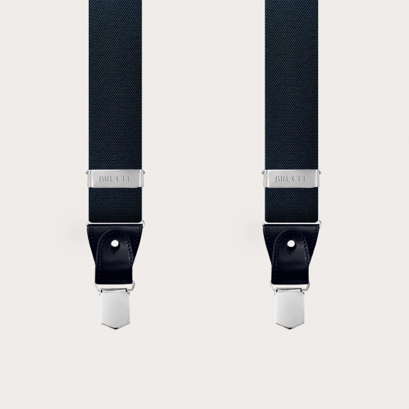 Bretelles bleu marine extra longues avec boutons ou pinces