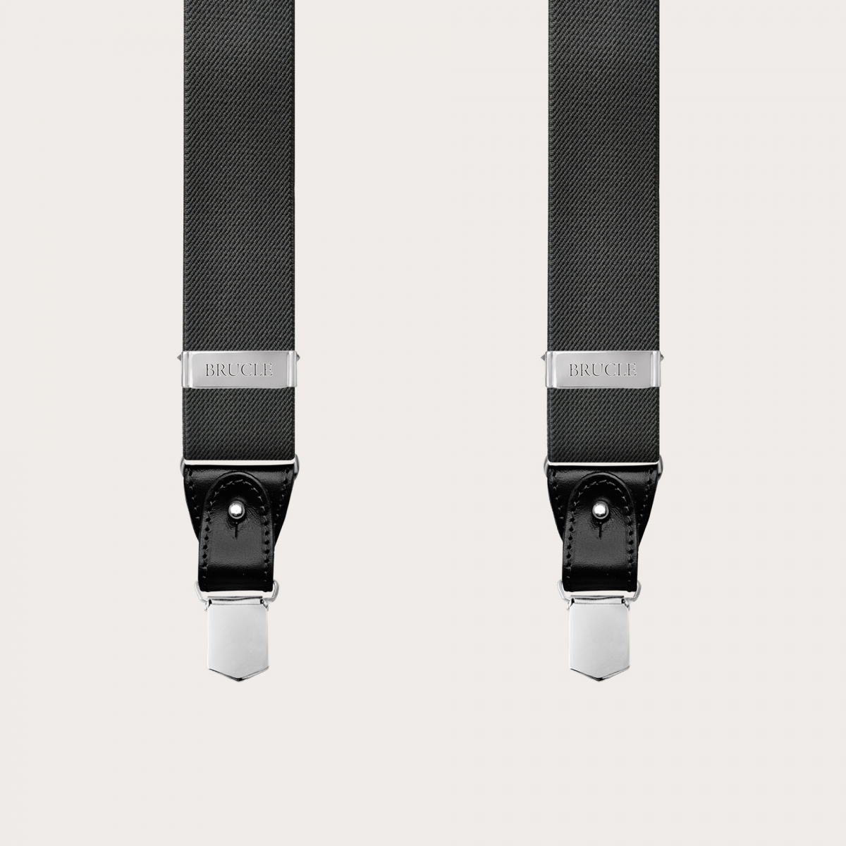 Extra lange graue elastische Hosenträger in Y-Form