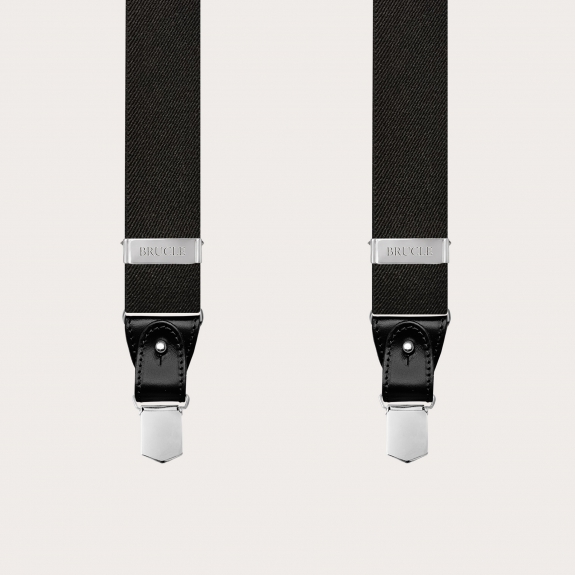 Men's extra-long black suspenders with dual use
