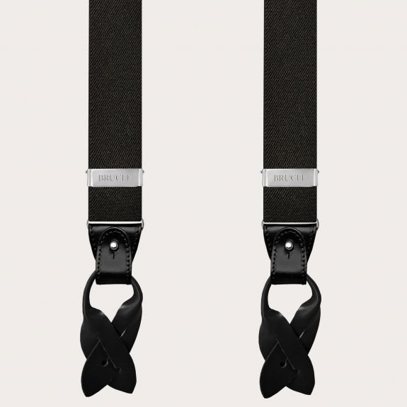 Men's extra-long black suspenders with dual use