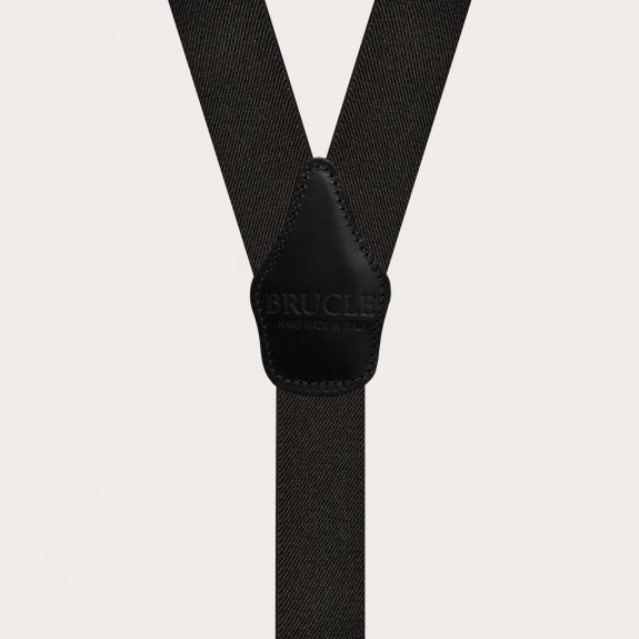 Men's extra-long black suspenders with dual use