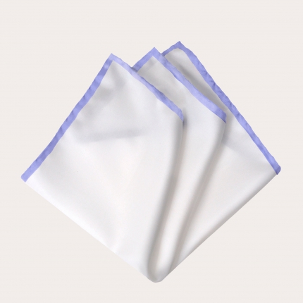 Weißes Seideneinstecktuch mit fliederfarbener Kante