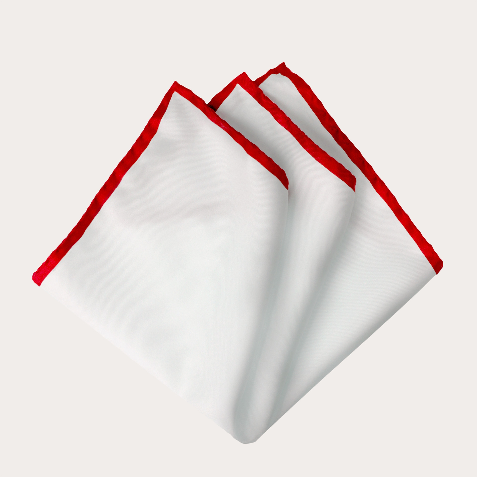 Pochette de costume blanche avec bord rouge