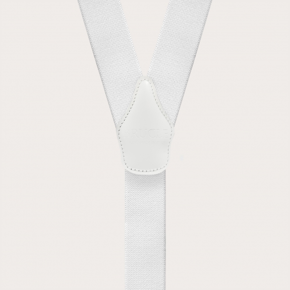 White suspenders with braid ends