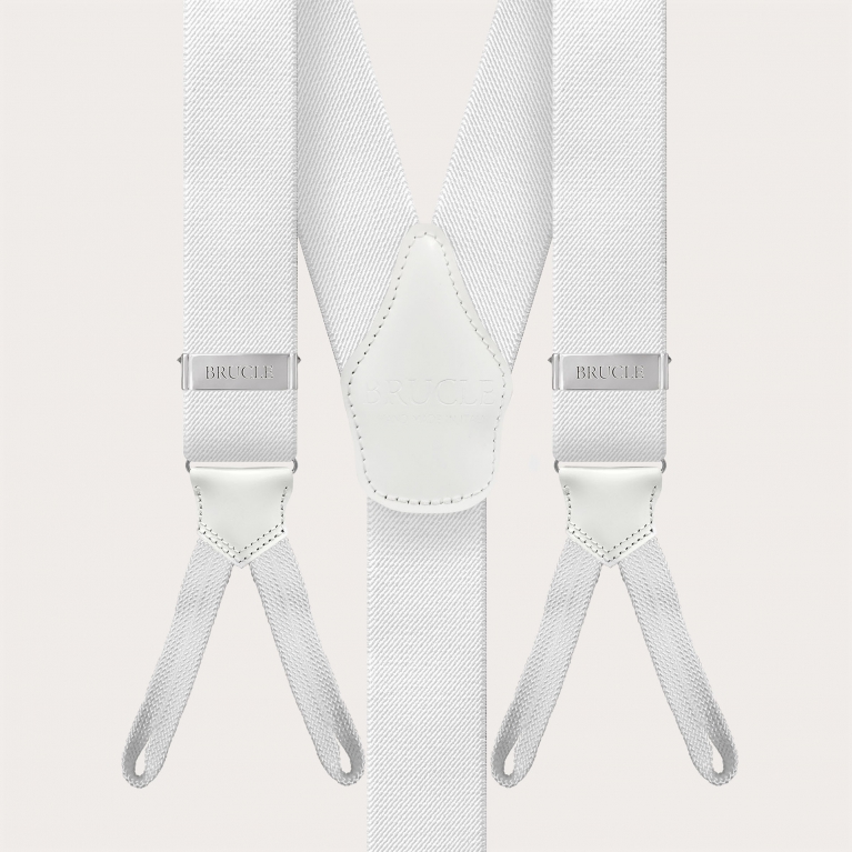 White suspenders with braid ends