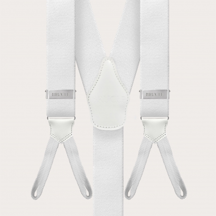 White suspenders with braid ends