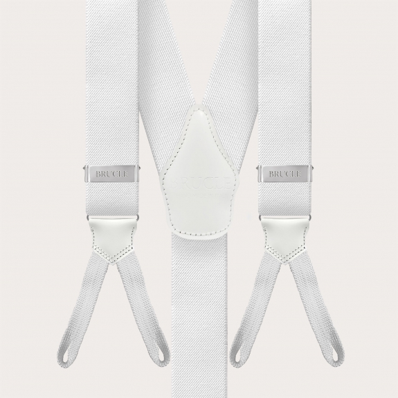 White suspenders with braid ends