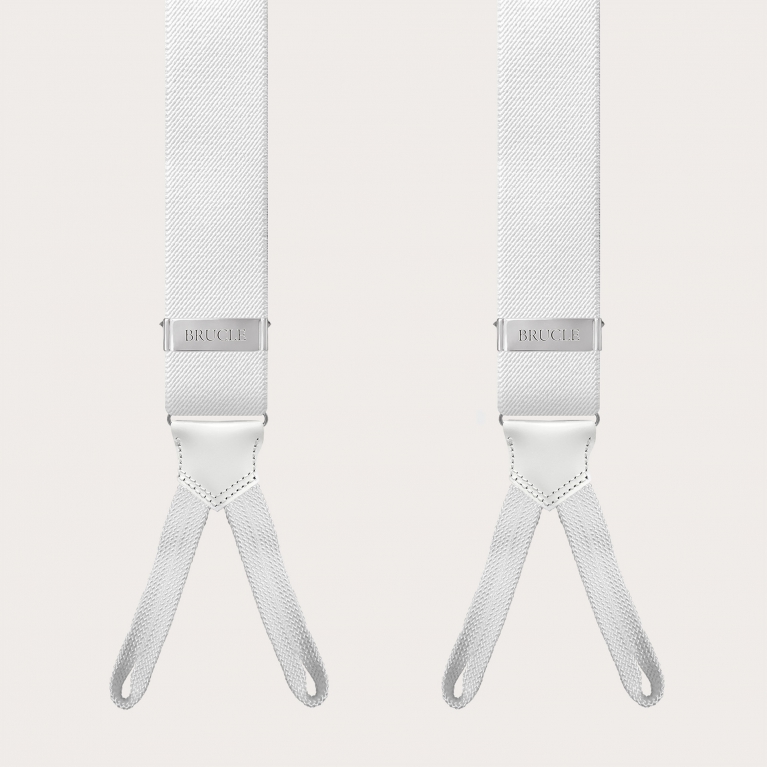 White suspenders with braid ends