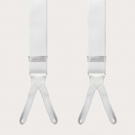 White suspenders with braid ends