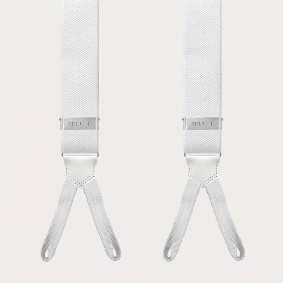 White suspenders with braid ends